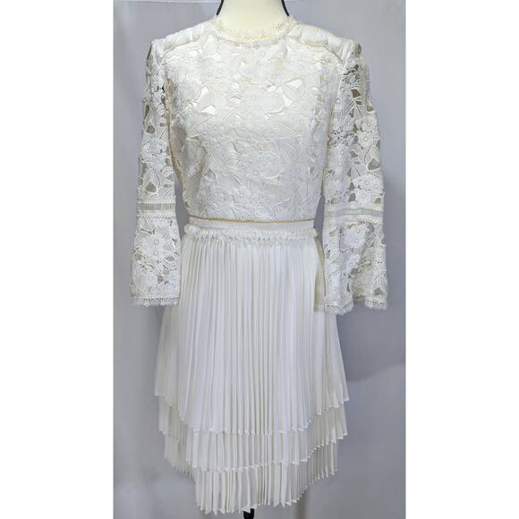 Ted Baker London Stefoni Tie the Knot Bridal Lace Pleated Dress Size 1(US 4) NWT - Picture 1 of 10